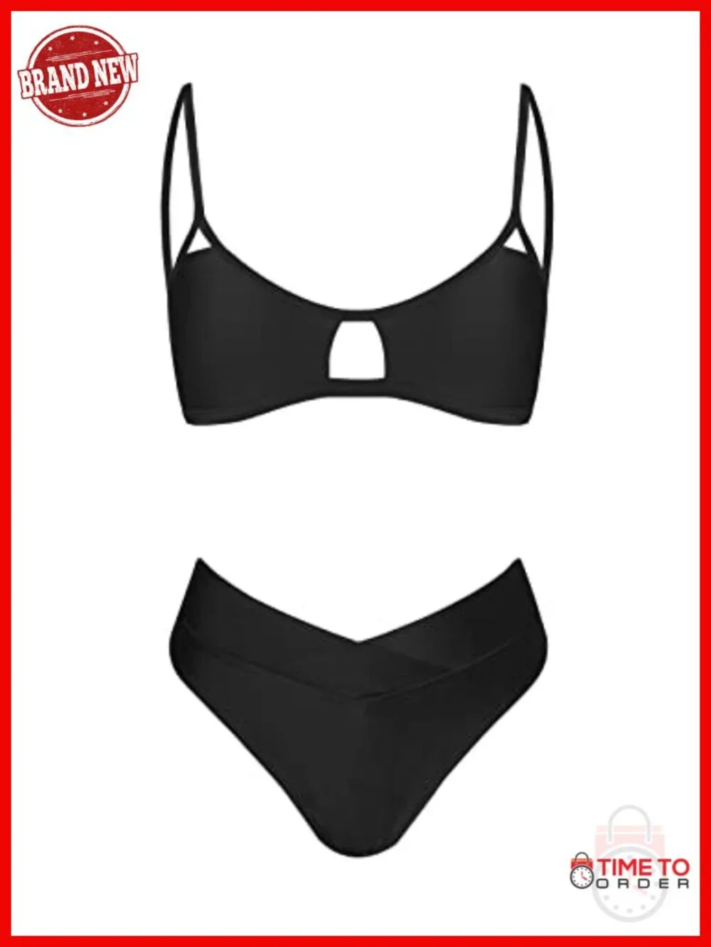 Two Piece Bikini Set Cut Out High Waisted Scoop Neck V Front Bottom